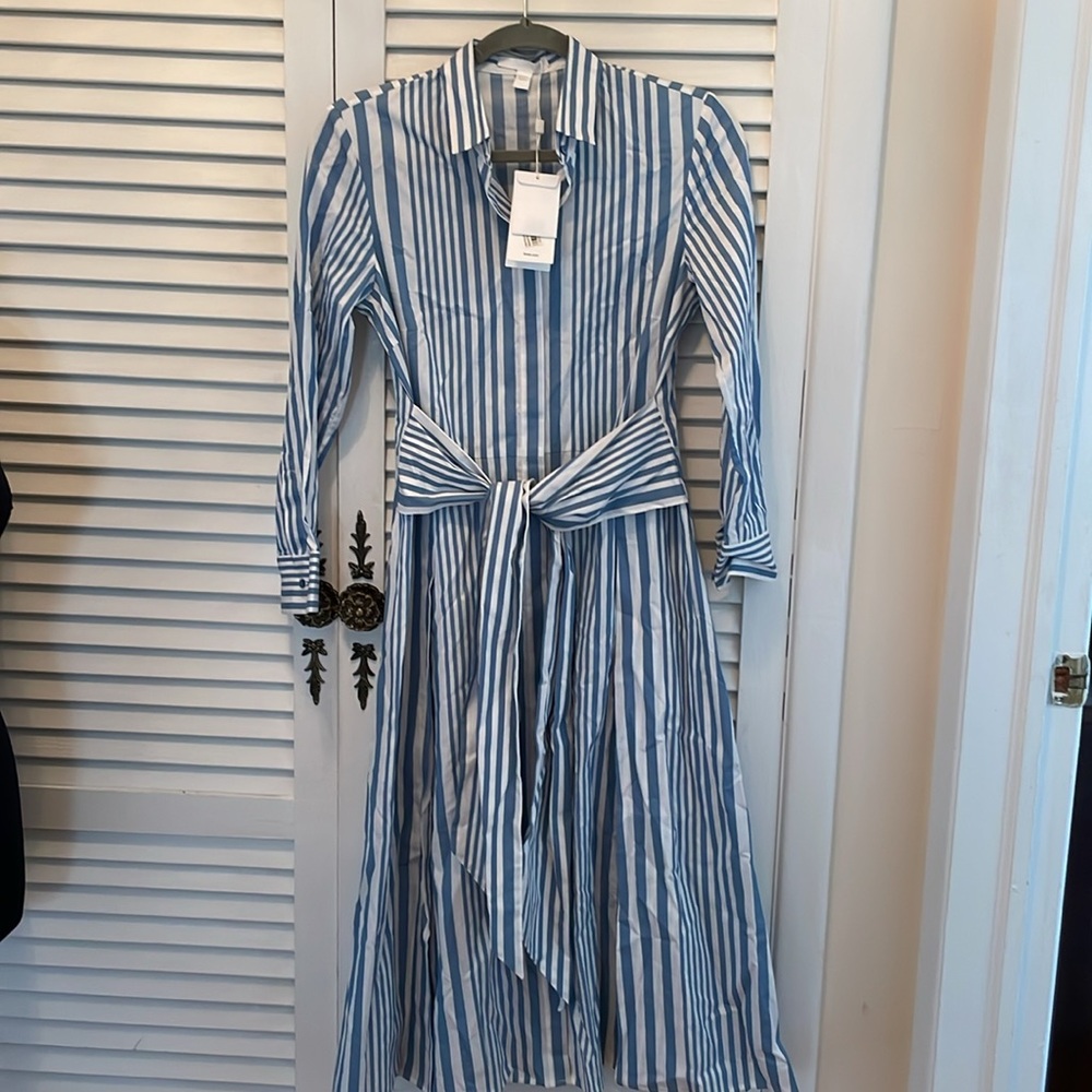 NWT Boss dress size 2  cotton  button down belt midi waist down